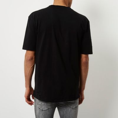 Black distressed oversized T-shirt